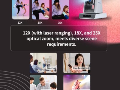 ZowiePTZ is Zowietek’s latest 4K PTZ camera with NDI®|HX3, SDI and HDMI, delivering crisp 4K video, offering 12X, 18X, and 25X optical zoom for live production.