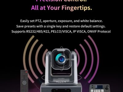 ZowiePTZ is Zowietek’s latest 4K PTZ camera with NDI®|HX3, SDI and HDMI, delivering crisp 4K video, offering 12X, 18X, and 25X optical zoom for live production.