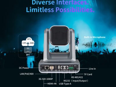 ZowiePTZ is Zowietek’s latest 4K PTZ camera with NDI®|HX3, SDI and HDMI, delivering crisp 4K video, offering 12X, 18X, and 25X optical zoom for live production.