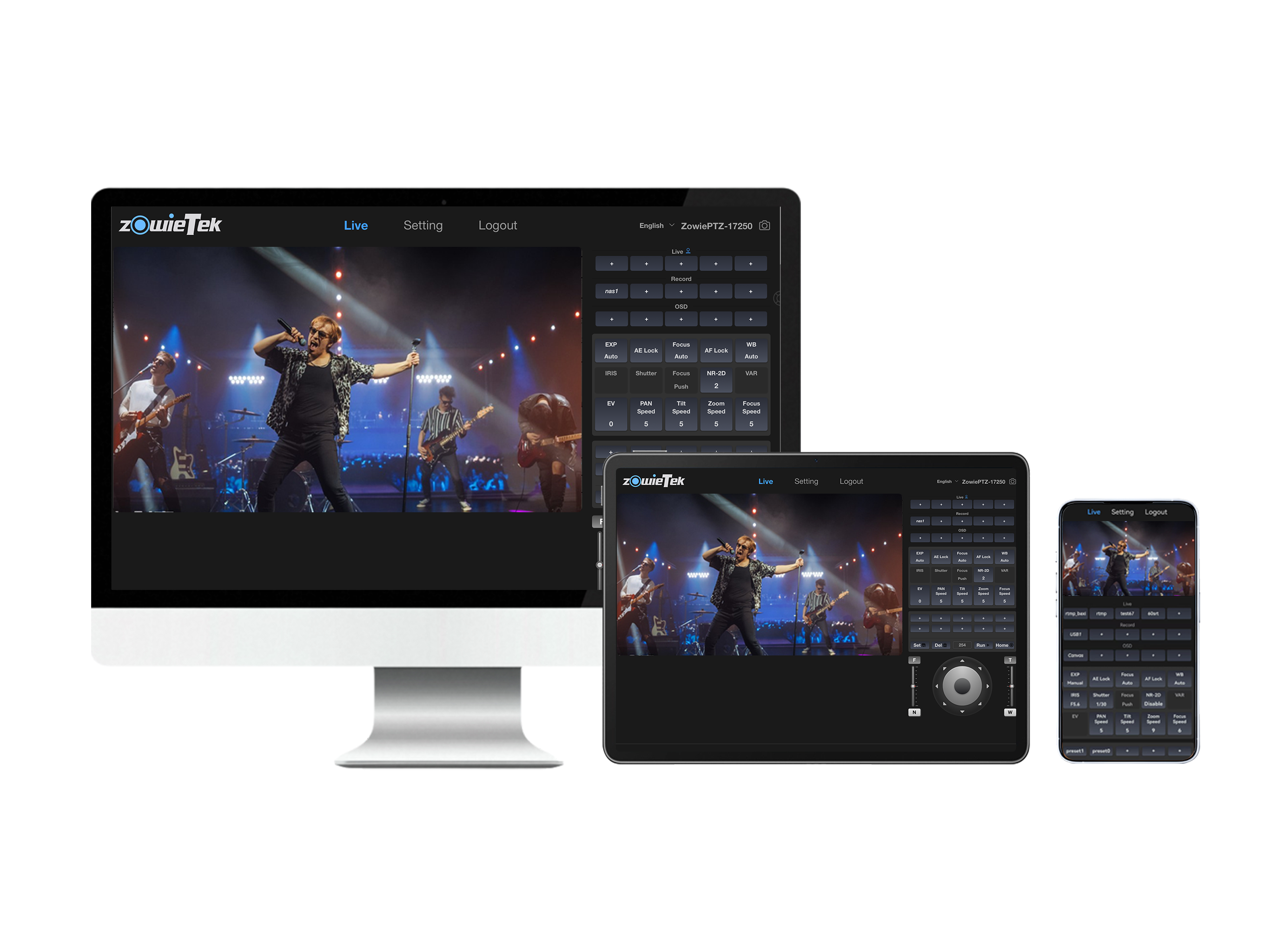 ZowieX mobile app for PTZ camera and encoder control